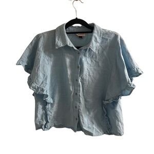 Universal Threads Light Blue Button-up Short Sleeve Blouse